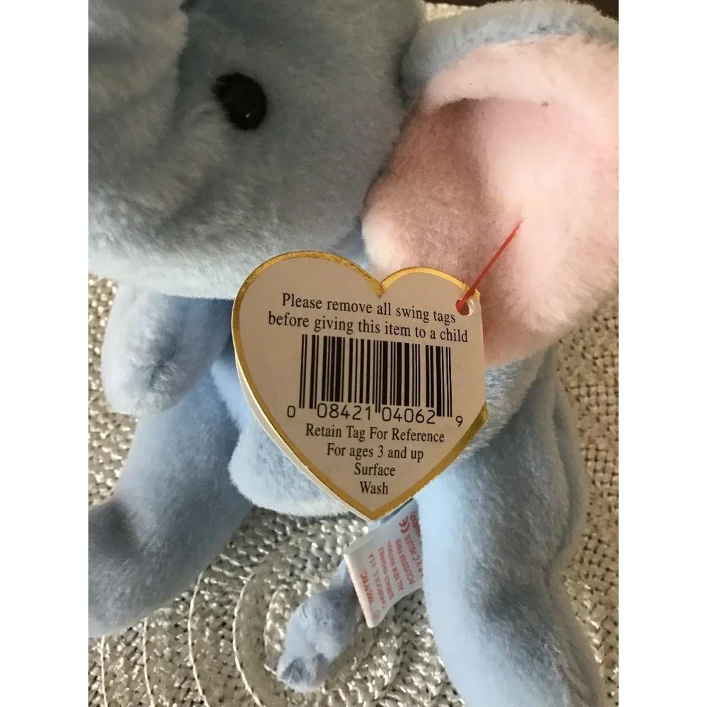 Ty Beanie Babies 2 Peanut the Elephant Light Blue Plush Vintage 1995 Collectible